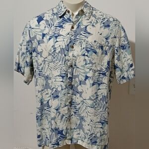 Caribbean Joe Mens 100% Linen Floral Cruise Beach Short Sleeve Shirt Size XL